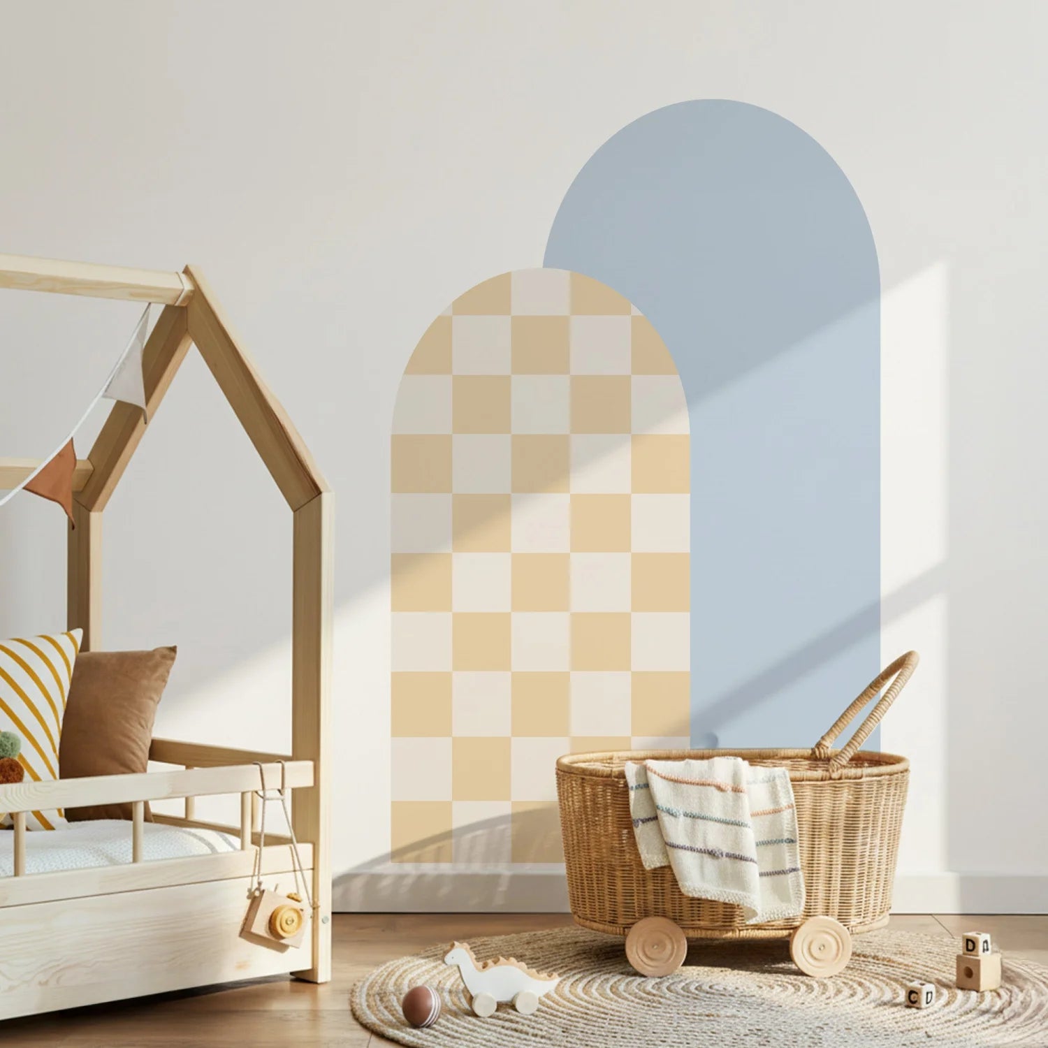 Combo Arches - Gingham Checkered &amp; Rectangle - Sky + Milk