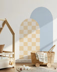Combo Arches - Gingham Checkered & Rectangle - Sky + Milk