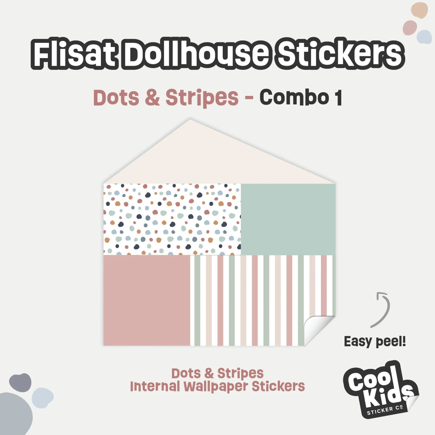 Dots & Stripes Flisat Dollhouse Decals - Furniture Decals