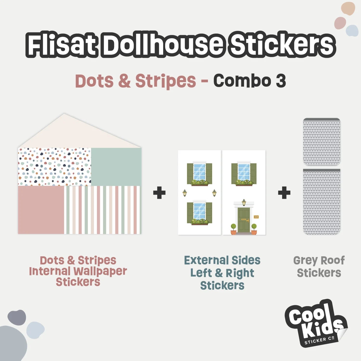 Dots &amp; Stripes Flisat Dollhouse Decals - Furniture Decals