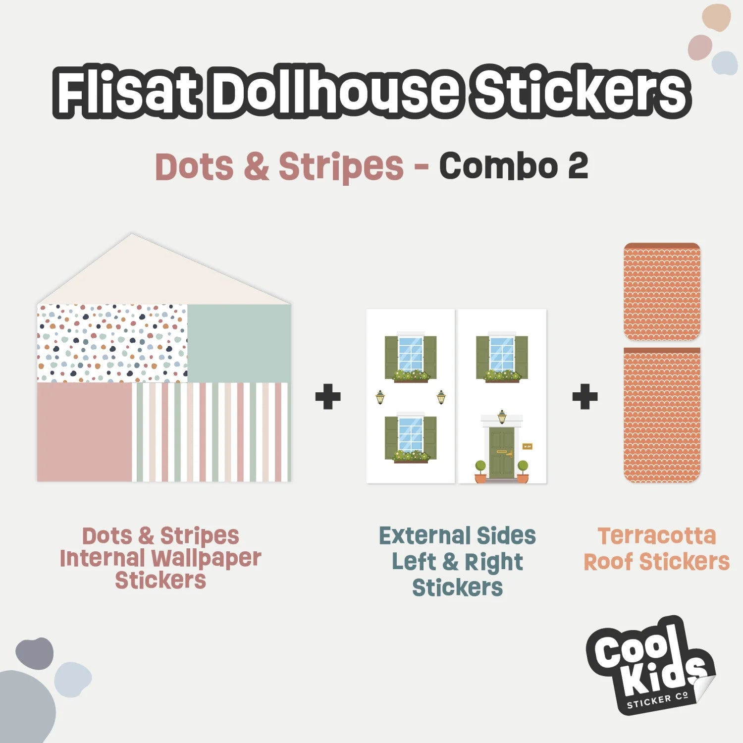 Dots & Stripes Flisat Dollhouse Decals - Furniture Decals