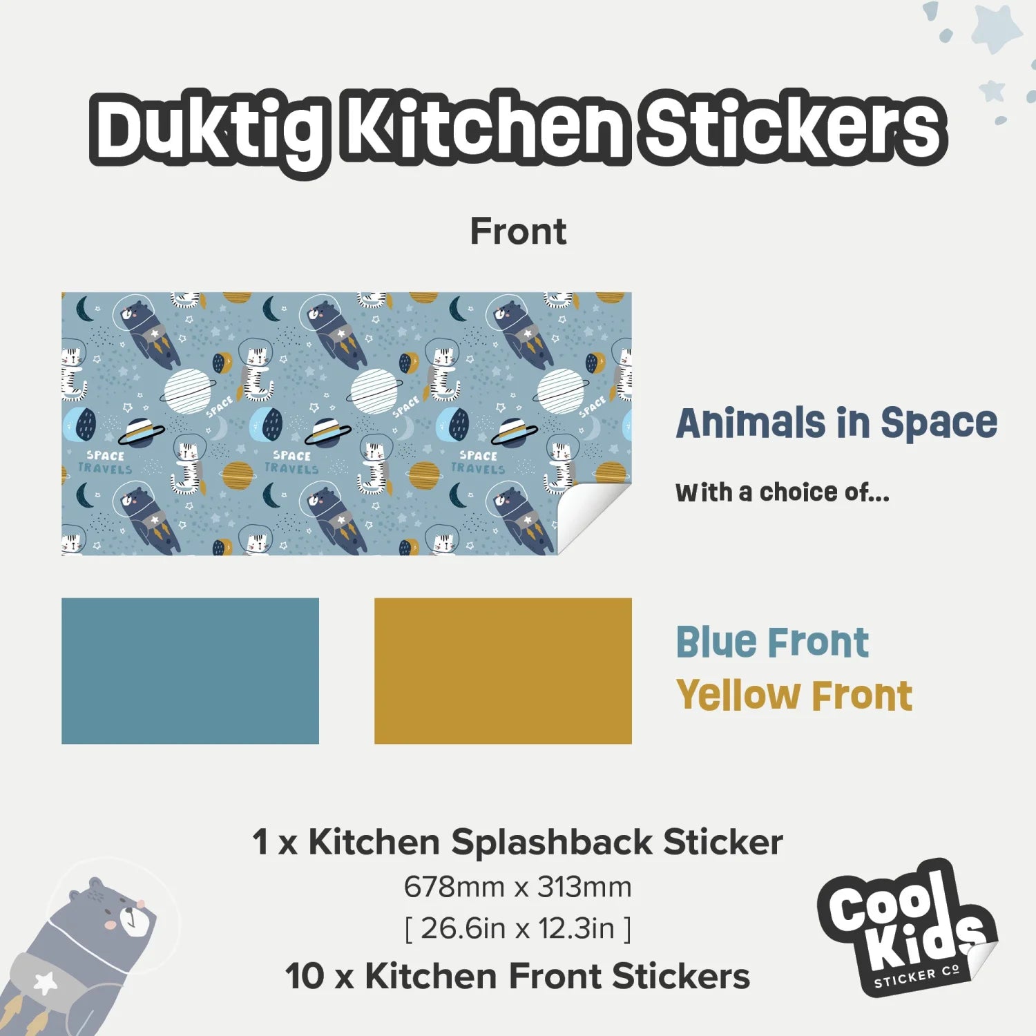 Duktig Kitchen Animals In Space - Blue Base Decals