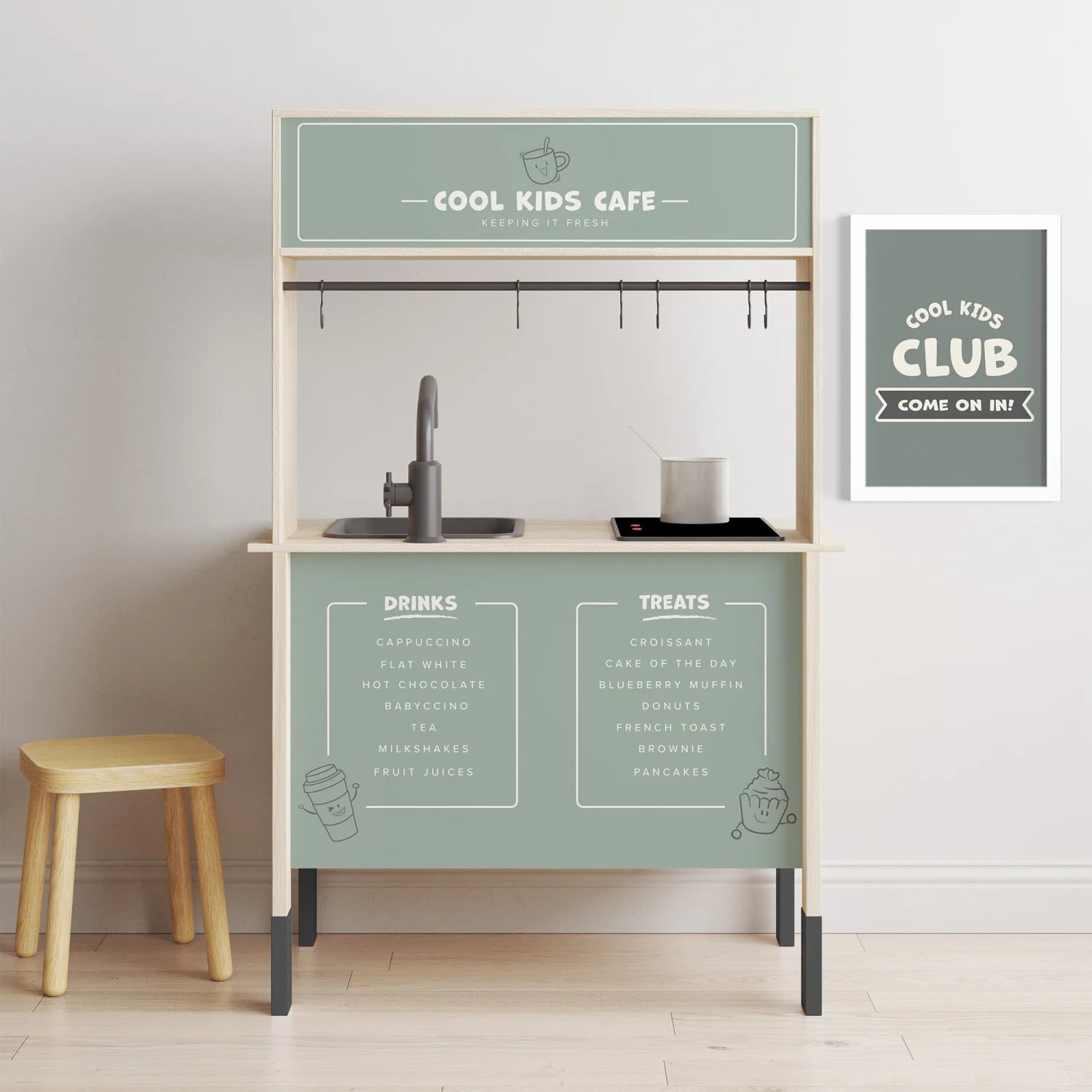 Duktig Kitchen Cool Kids Cafe - Sage Green Decals