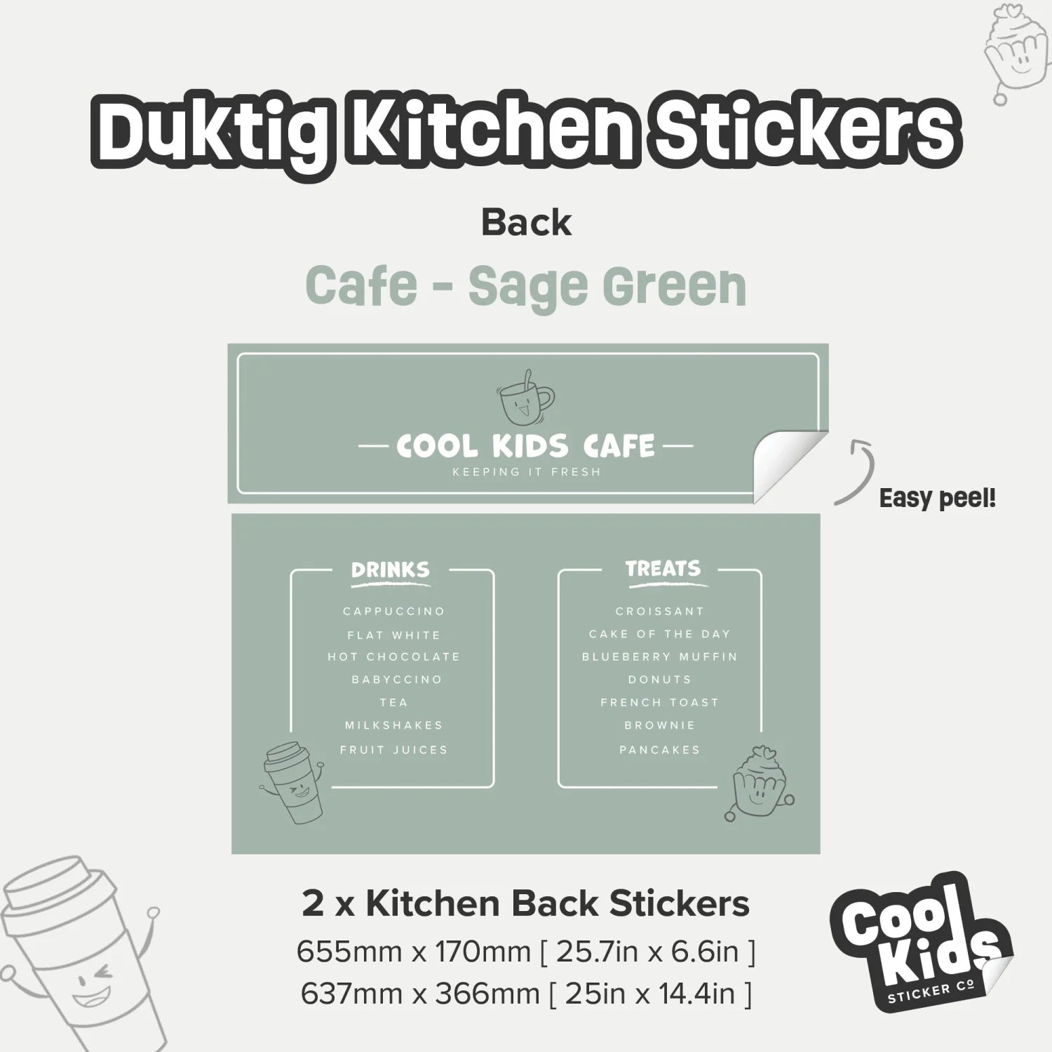 Duktig Kitchen Cool Kids Cafe - Sage Green Decals