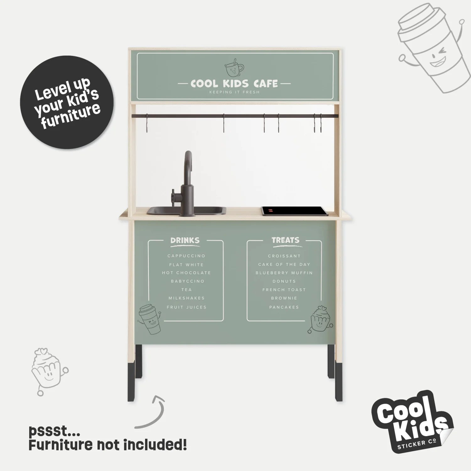 Duktig Kitchen Cool Kids Cafe - Sage Green Decals