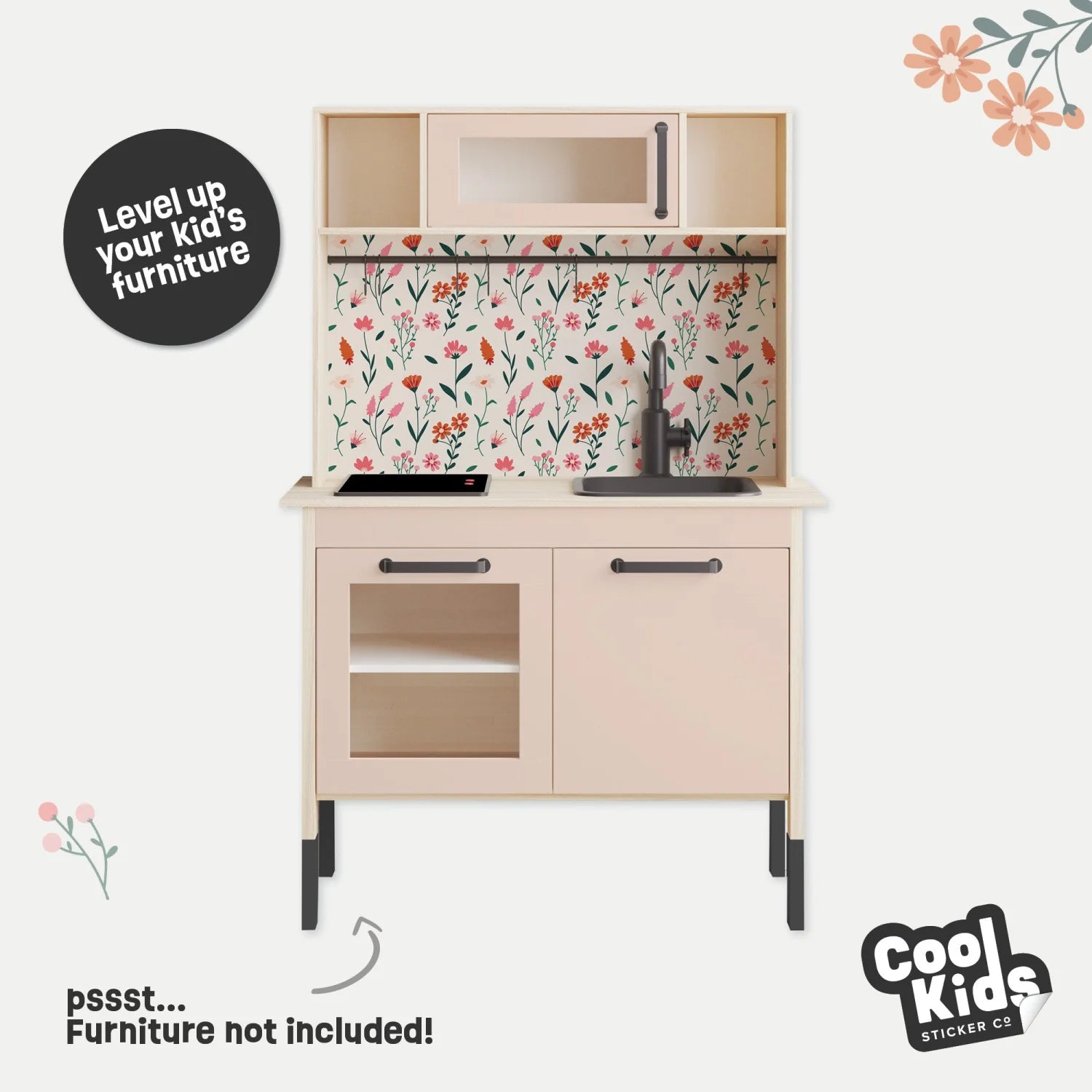 Duktig Kitchen Elegant Florals - Pink Base Decals