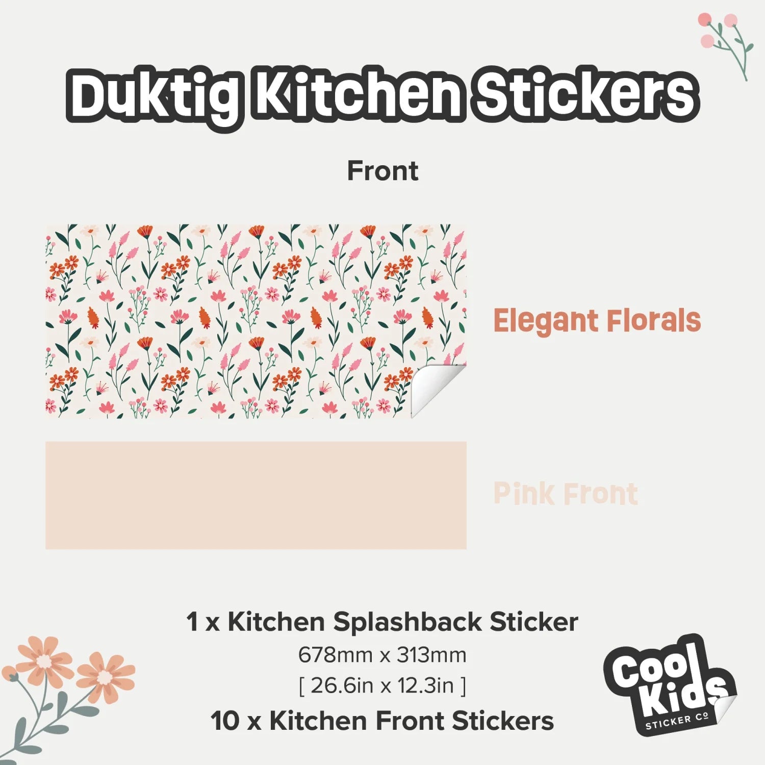 Duktig Kitchen Elegant Florals - Pink Base Decals