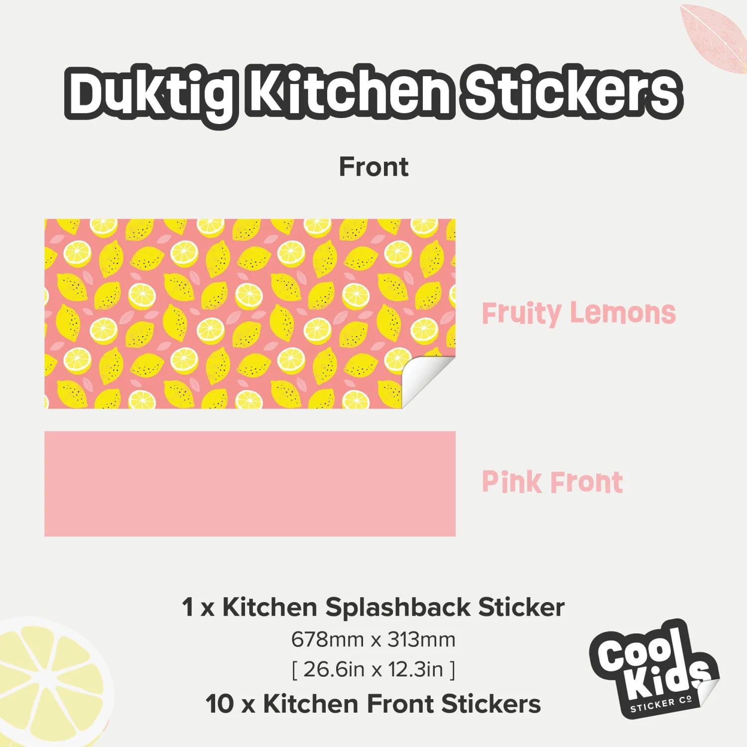 Duktig Kitchen Fruity Lemons - Pink Base Decals - Furniture