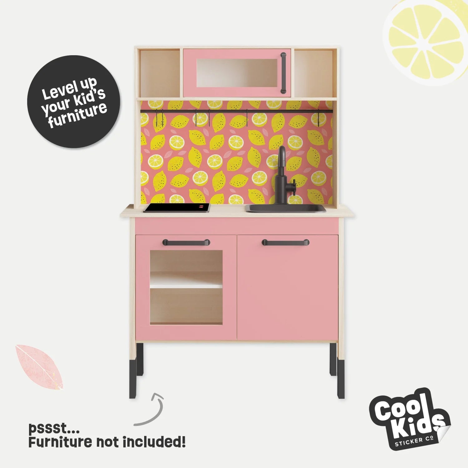 Duktig Kitchen Fruity Lemons - Pink Base Decals - Furniture