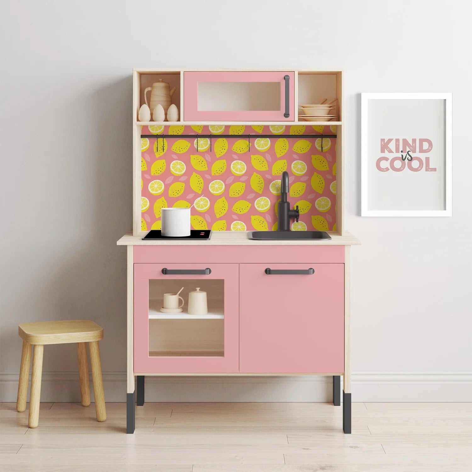 Duktig Kitchen Fruity Lemons - Pink Base Decals - Furniture