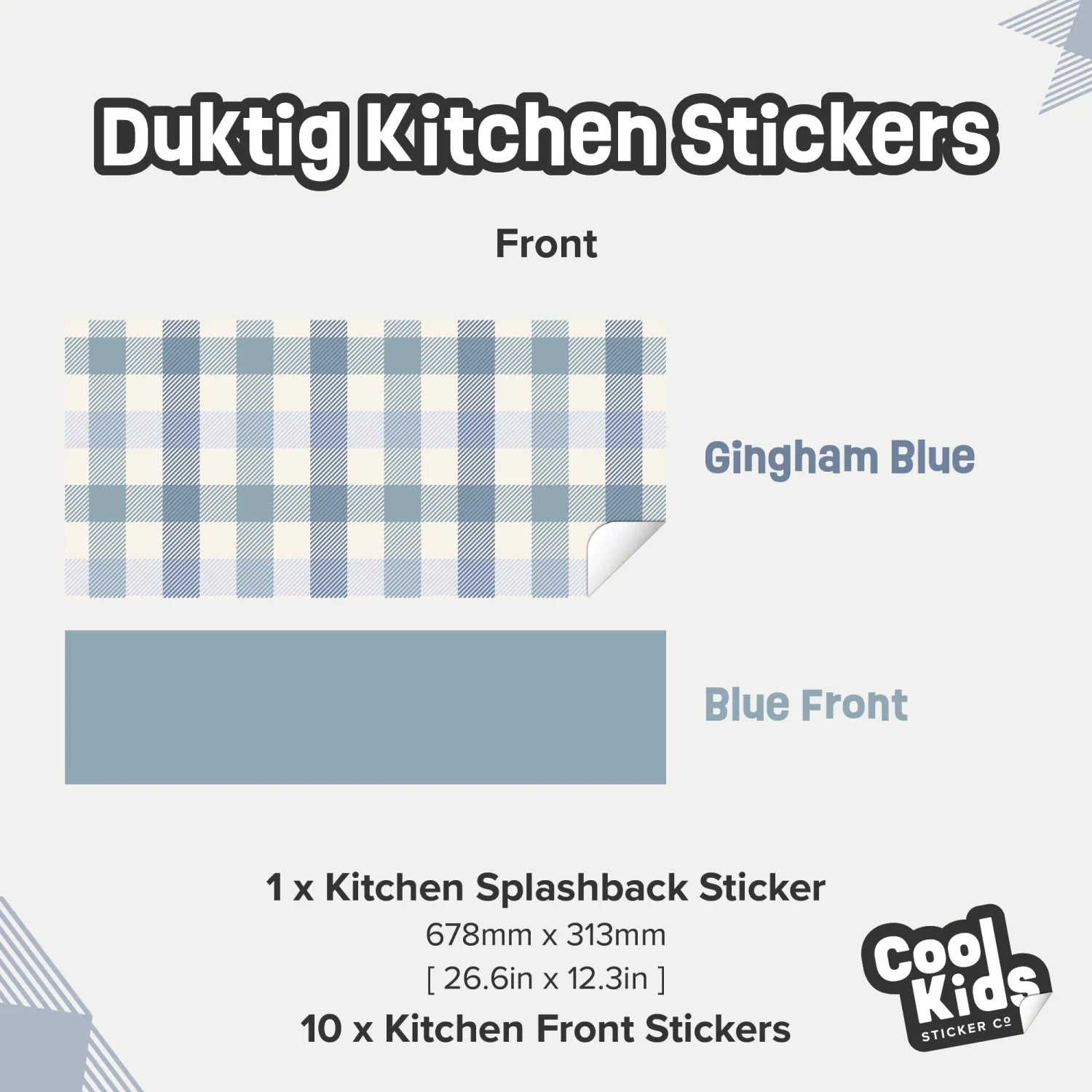 Duktig Kitchen Gingham Blue - Blue Base Decals - Furniture