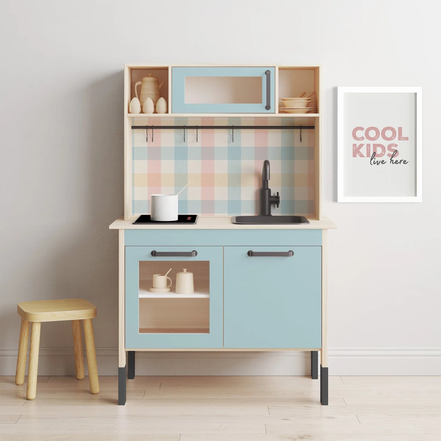 Duktig Kitchen Gingham Multi - Blue Base Decals - Furniture