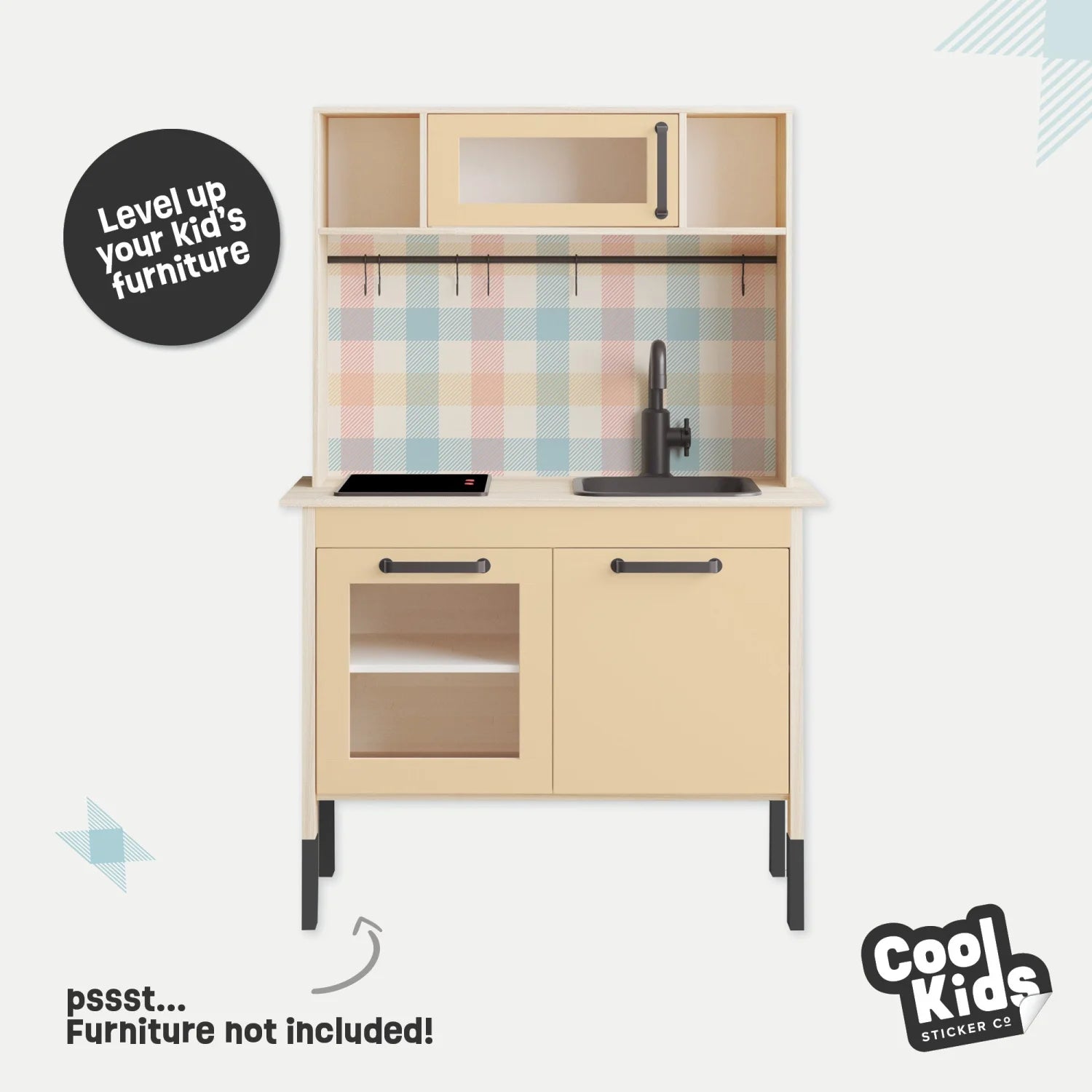 Duktig Kitchen Gingham Multi - Tan Base Decals - Furniture