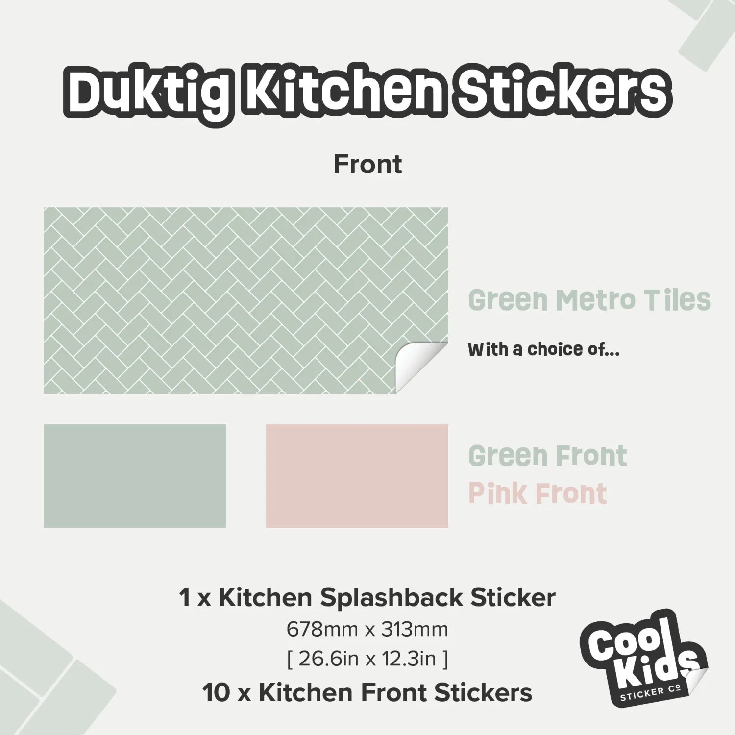 Duktig Kitchen Green Metro Tiles - Green Base Decals