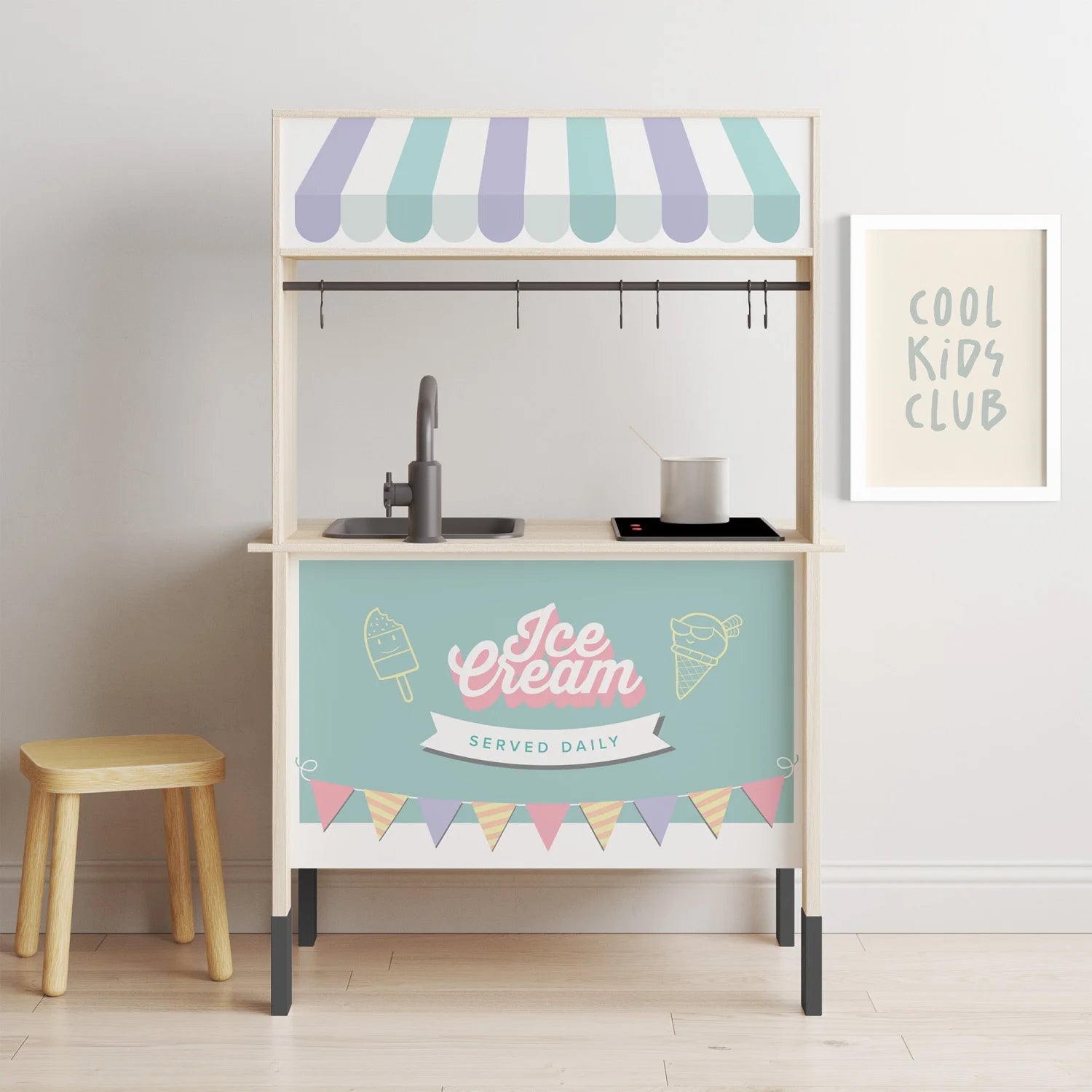 Duktig Kitchen Ice Cream Cart - Green Decals - Furniture