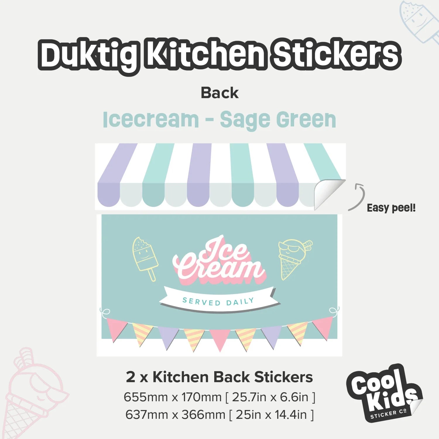 Duktig Kitchen Ice Cream Cart - Green Decals - Furniture