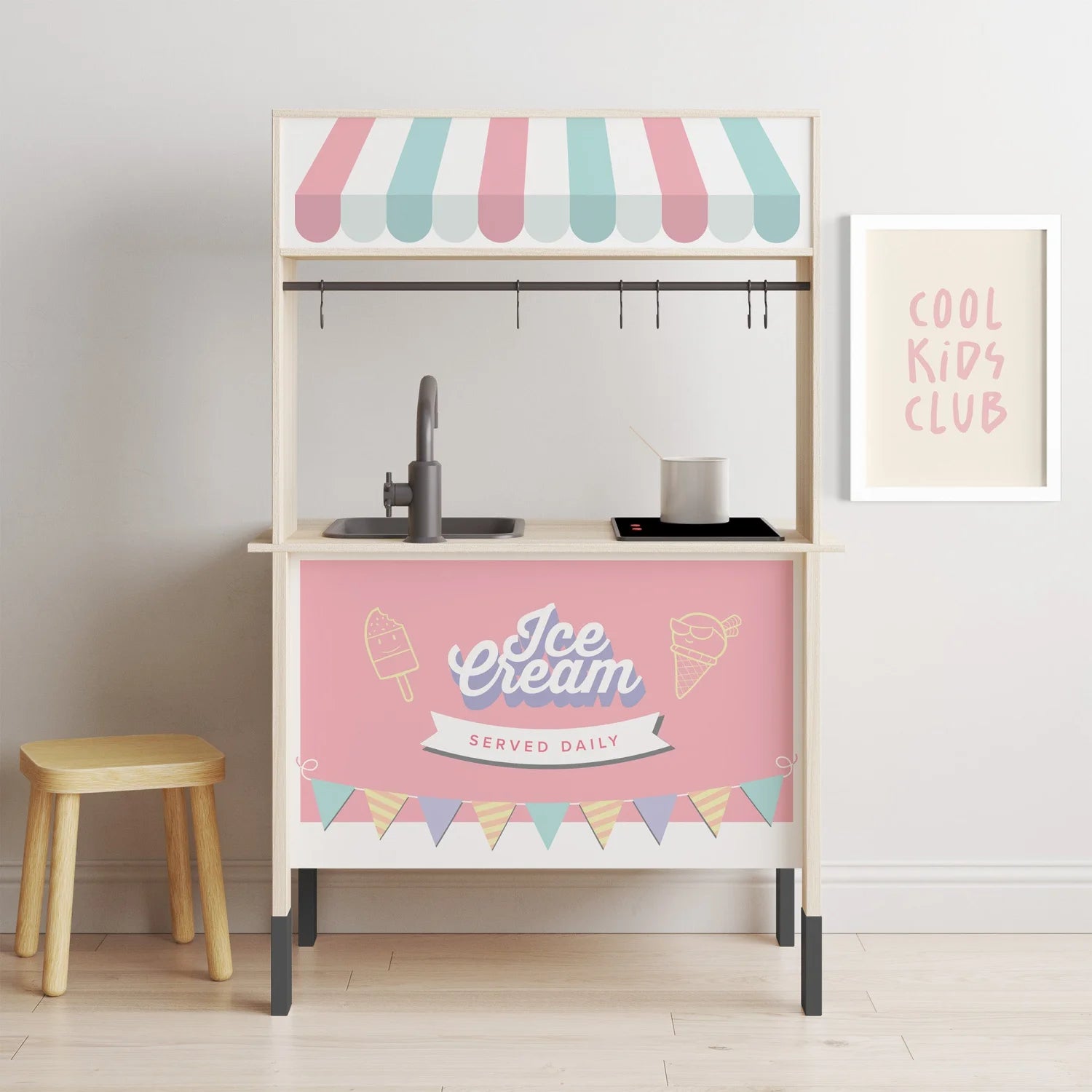 Duktig Kitchen Ice Cream Cart - Pink Decals - Furniture