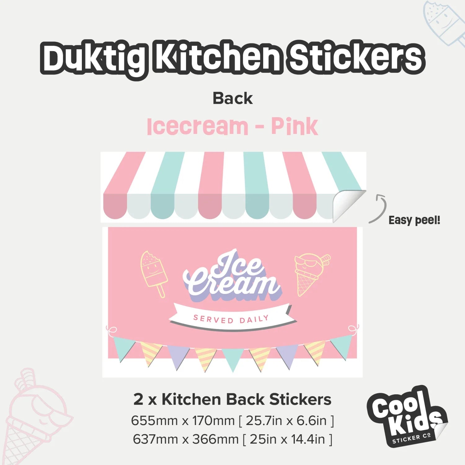 Duktig Kitchen Ice Cream Cart - Pink Decals - Furniture