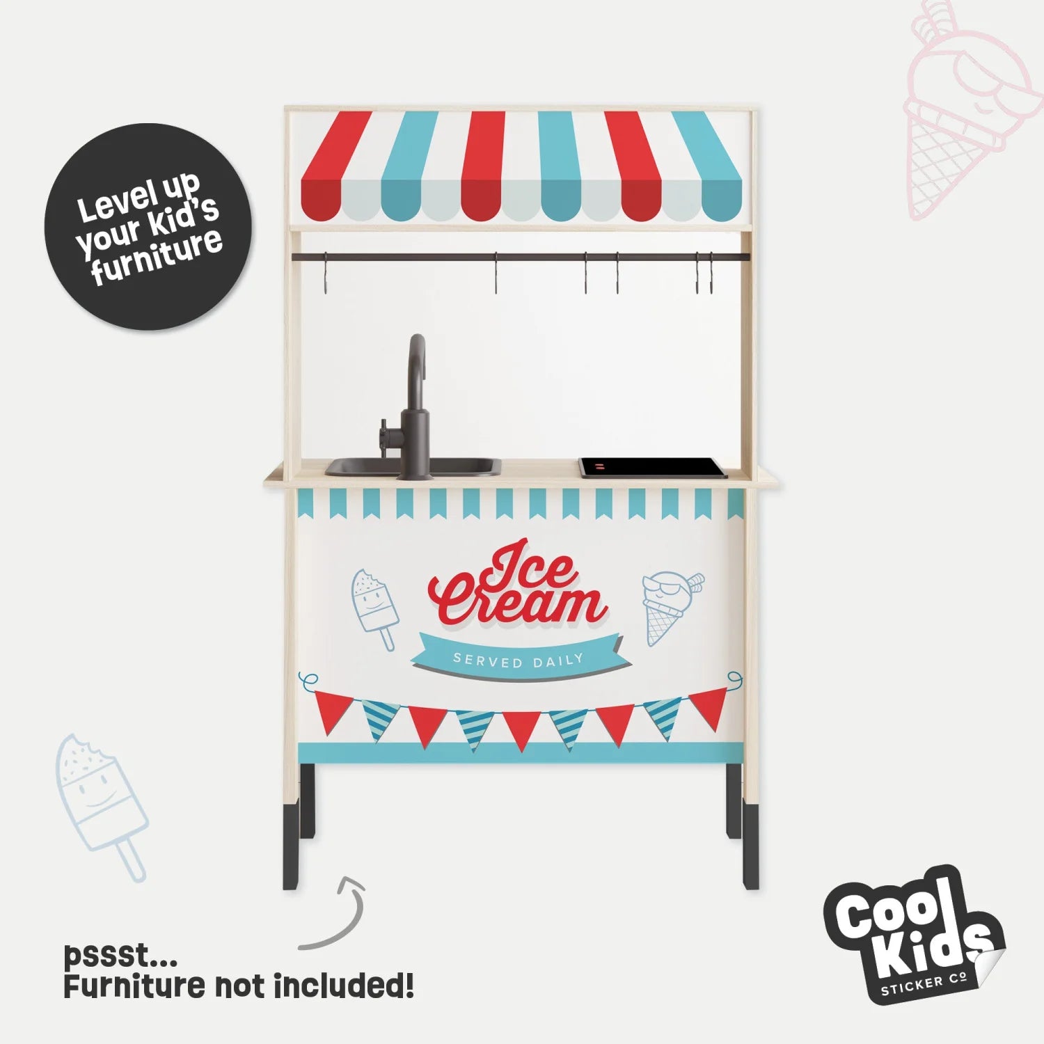 Duktig Kitchen Ice Cream Cart - Red Decals - Furniture