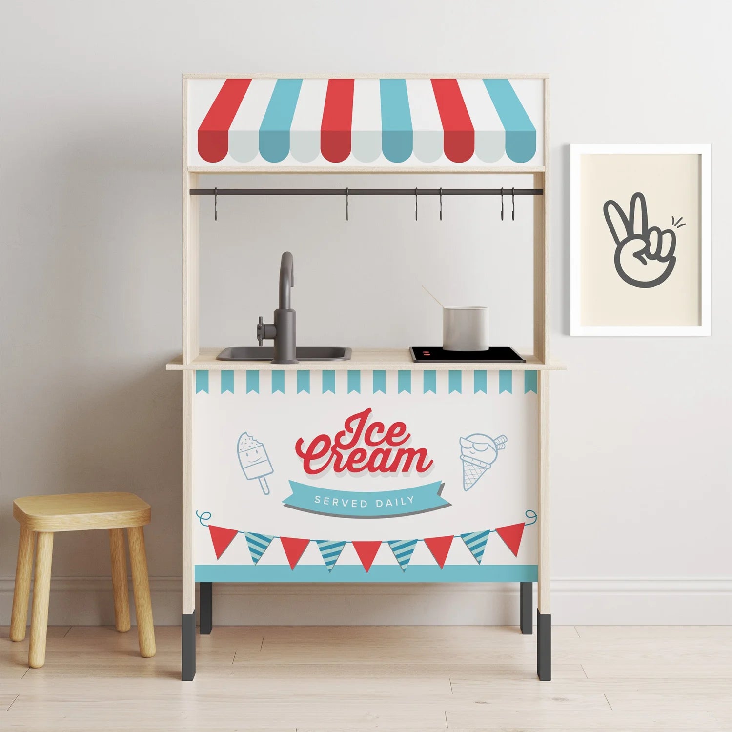 Duktig Kitchen Ice Cream Cart - Red Decals - Furniture