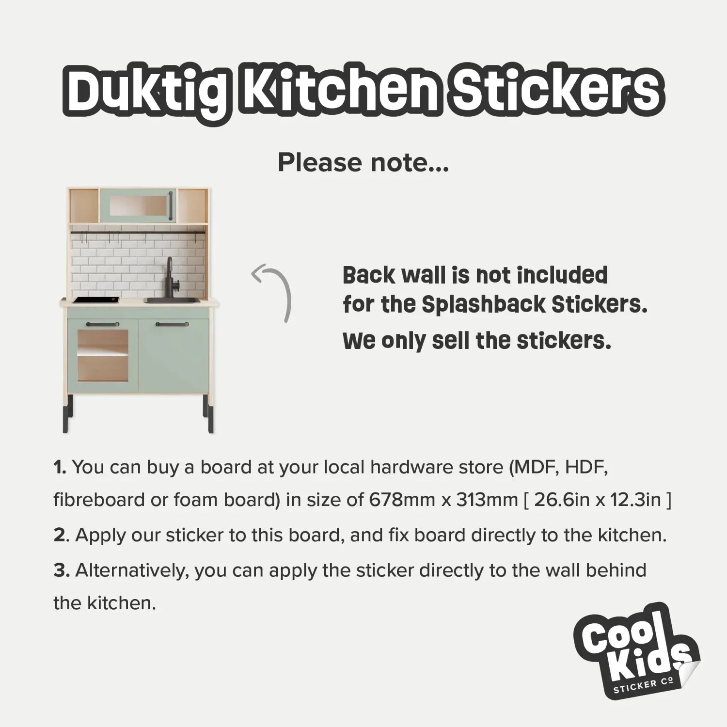 Duktig Kitchen White Metro Tiles - Pink Base Decals