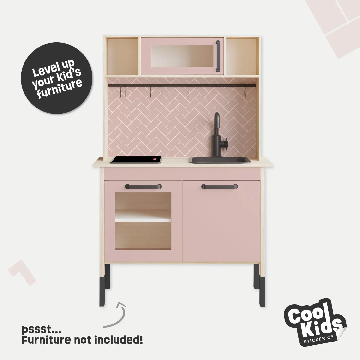 Duktig Kitchen Pink Metro Tiles - Pink Base Decals