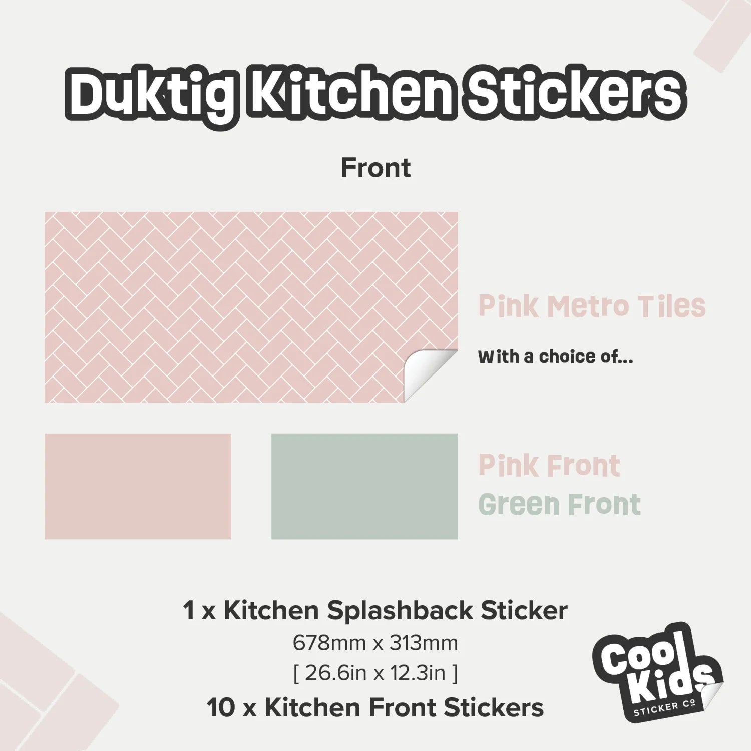 Duktig Kitchen Pink Metro Tiles - Pink Base Decals