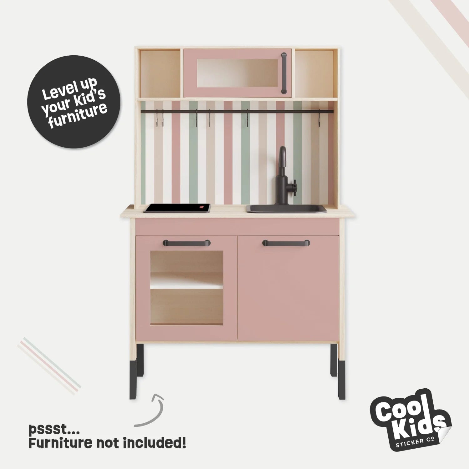 Duktig Kitchen Stripes Neutral - Pink Base Decals