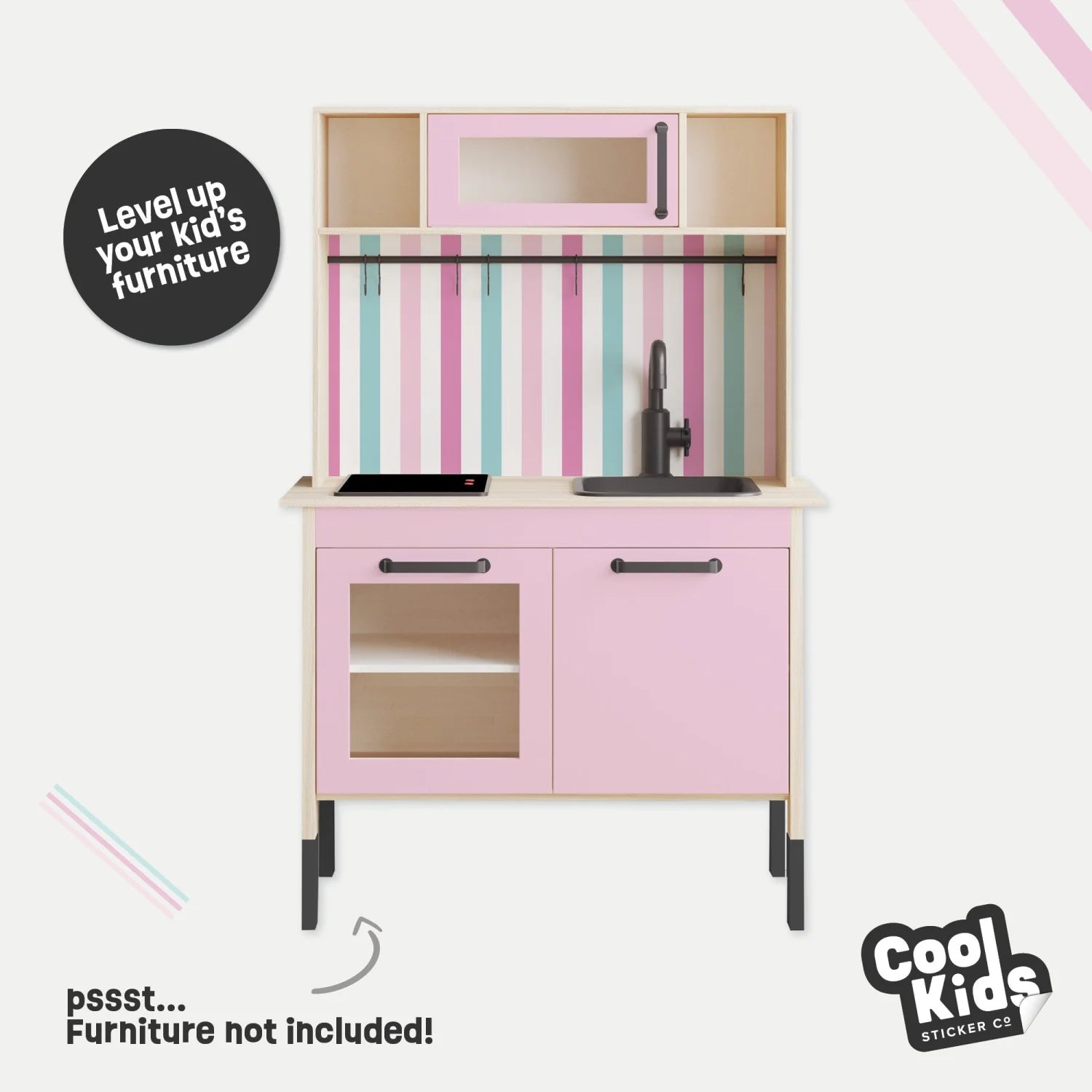 Duktig Kitchen Stripes Pink with Pink Base Decals