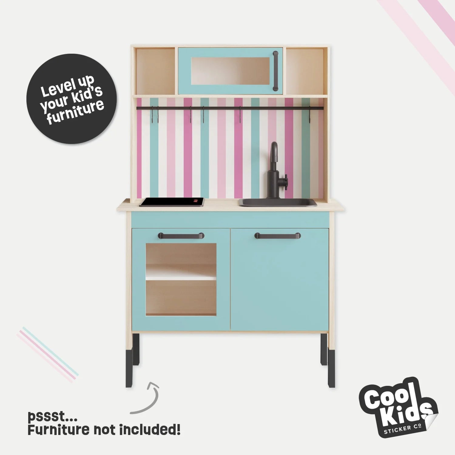 Duktig Kitchen Stripes Pink with Blue Base Decals