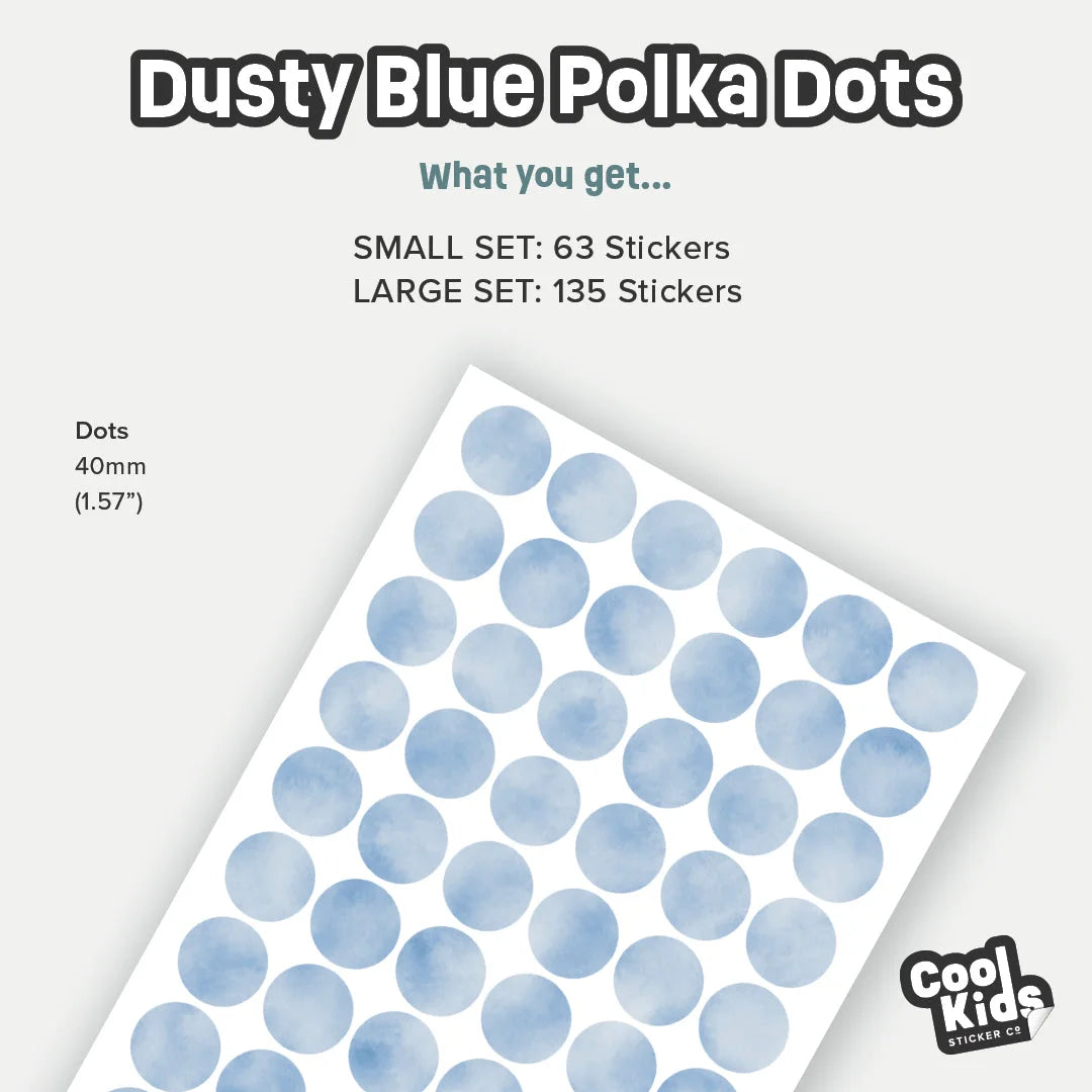 Dusty Blue Polka Dot Wall Decal - Decals - Polka Dots