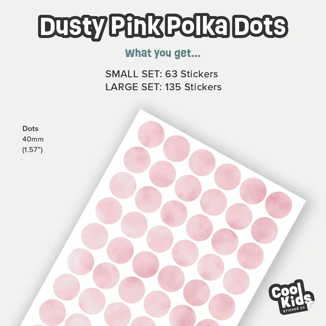 Dusty Pink Polka Dot Wall Decal - Decals - Polka Dots