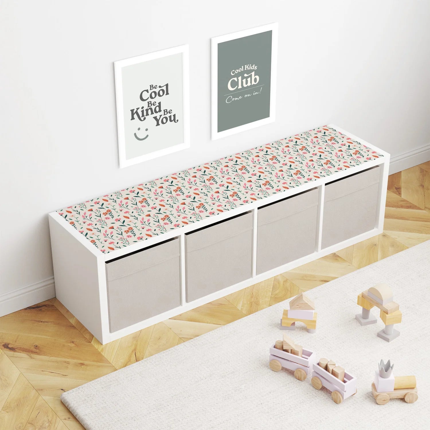 Kallax Shelf Elegant Florals Decal - Furniture Decals