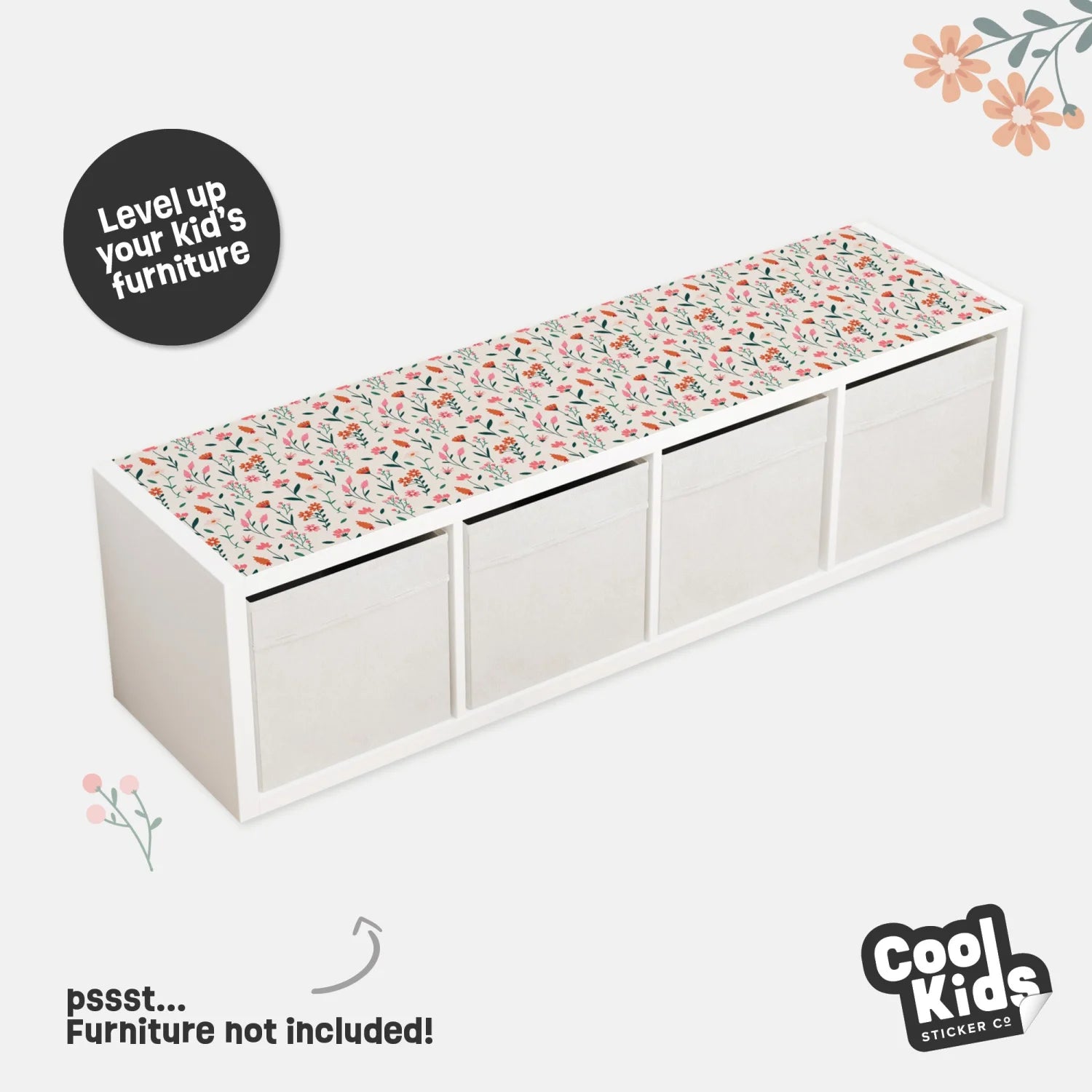 Kallax Shelf Elegant Florals Decal - Furniture Decals