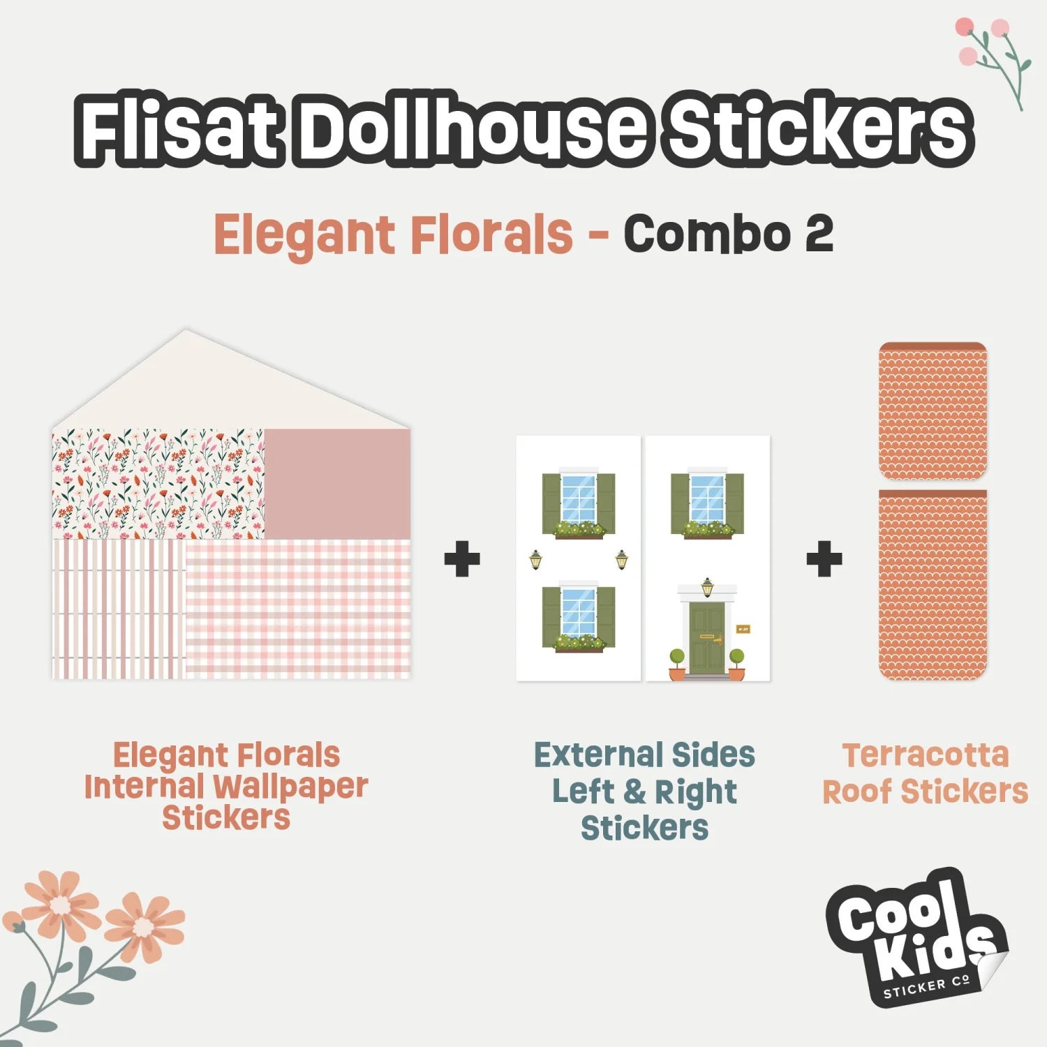 Elegant Florals Flisat Dollhouse Decals - Furniture Decals