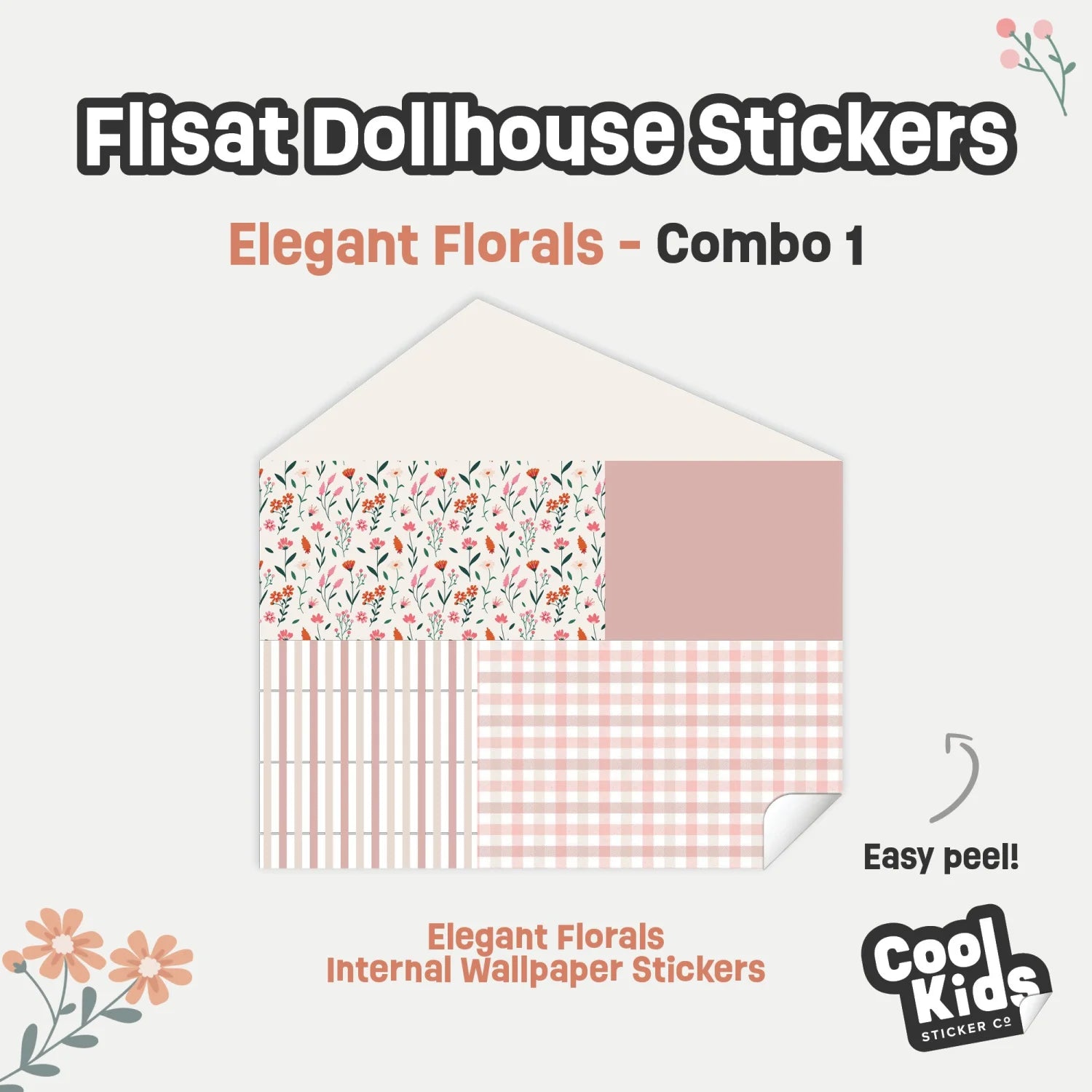 Elegant Florals Flisat Dollhouse Decals - Furniture Decals