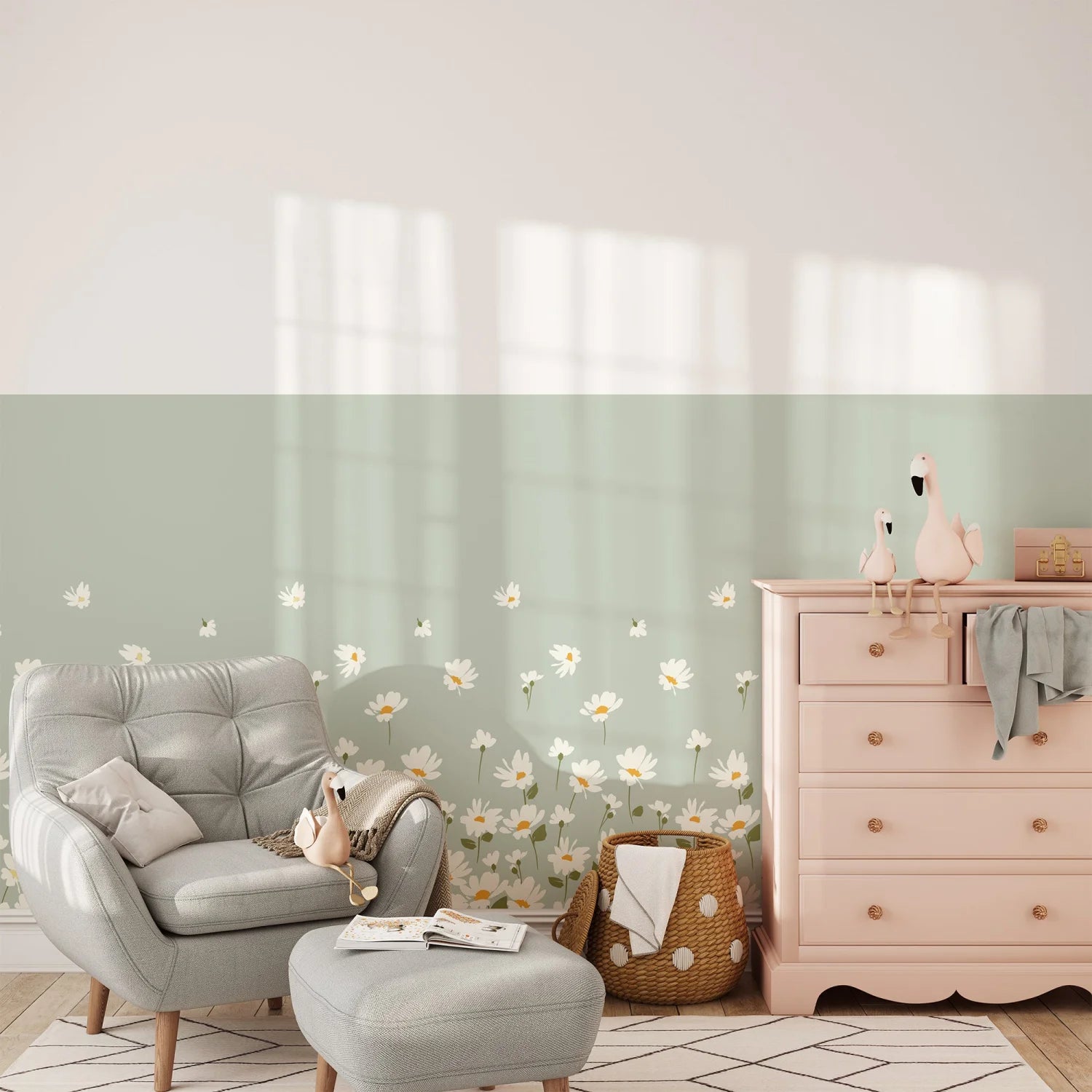 Falling Daisy Wall Panels - Mint - DW11.
