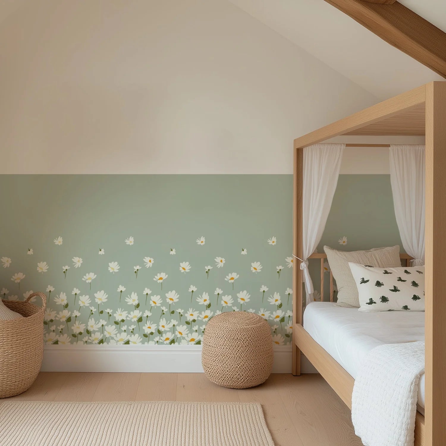 Falling Daisy Wall Panels - Mint - DW11.