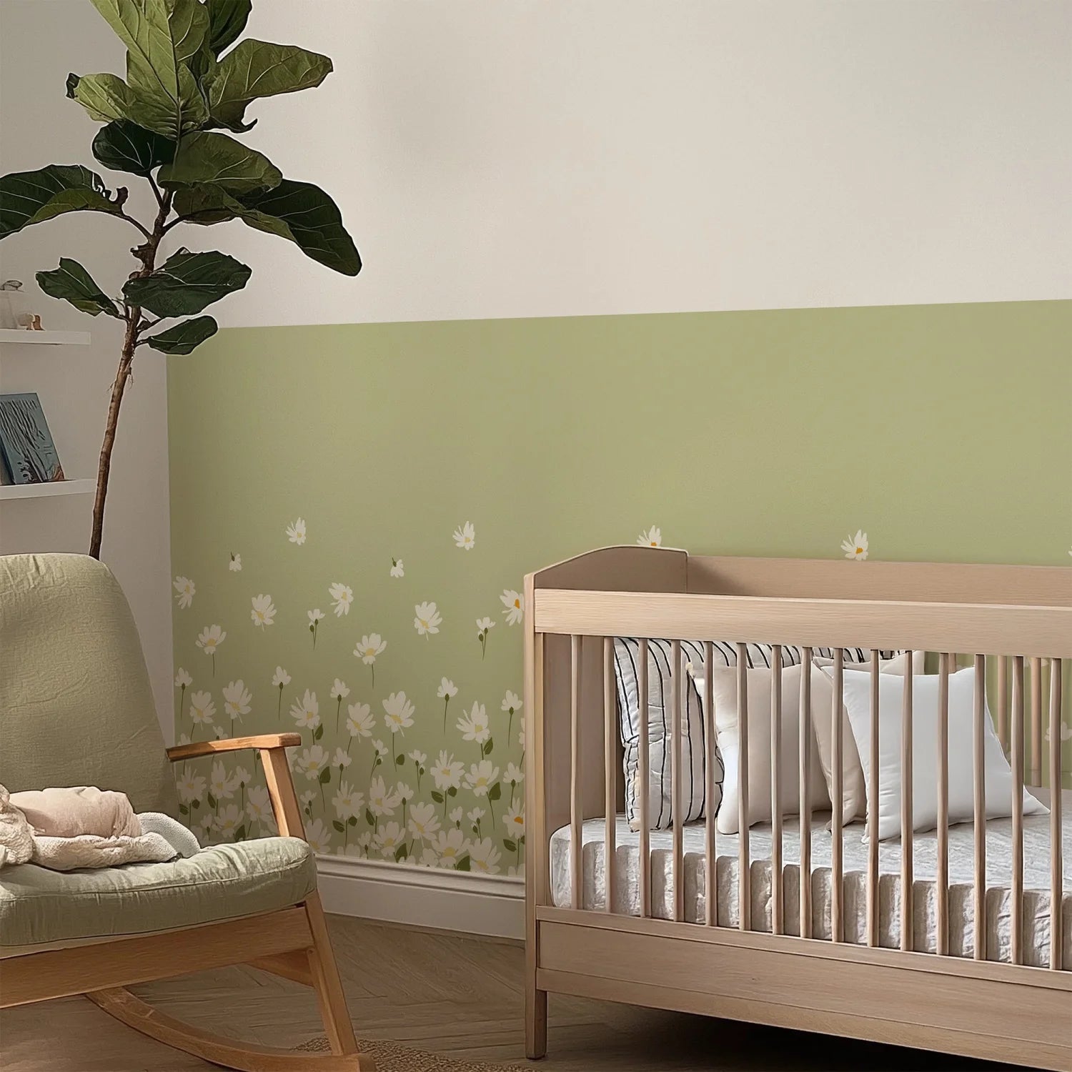 Falling Daisy Wall Panels - Sage Green - DW11.