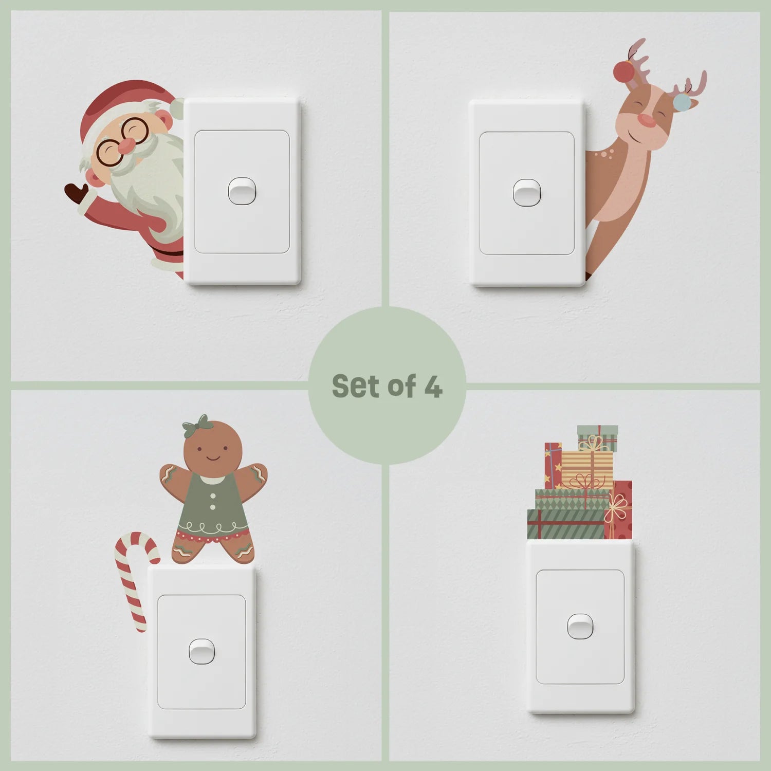 Festive Light Switch Decals: Set of 4 - Free Gift