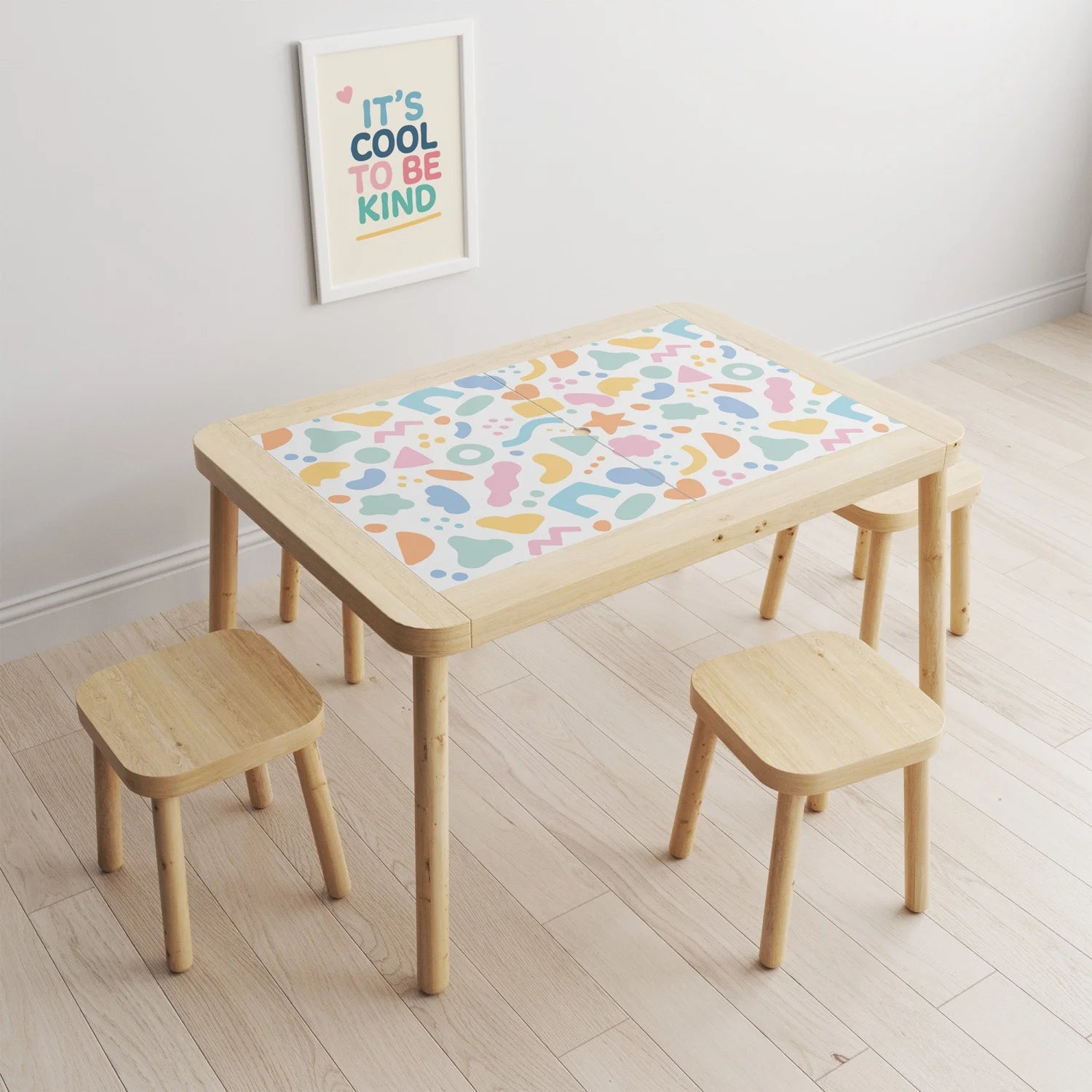 Flisat Table Abstract Shapes Bright Decal - Furniture