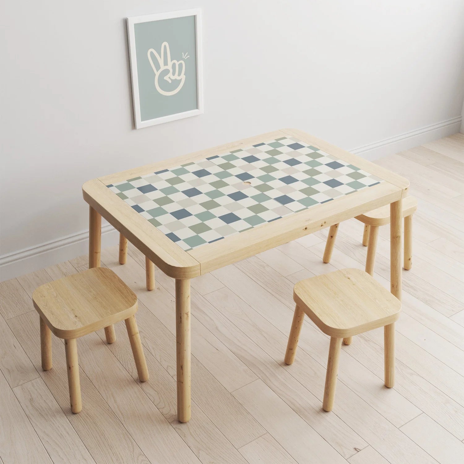 Flisat Table Checkers Blue Decal - Furniture Decals