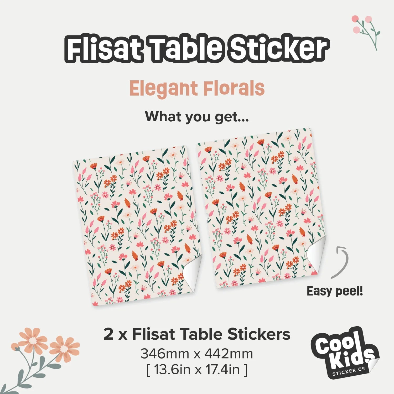 Flisat Table Elegant Florals Decal - Furniture Decals