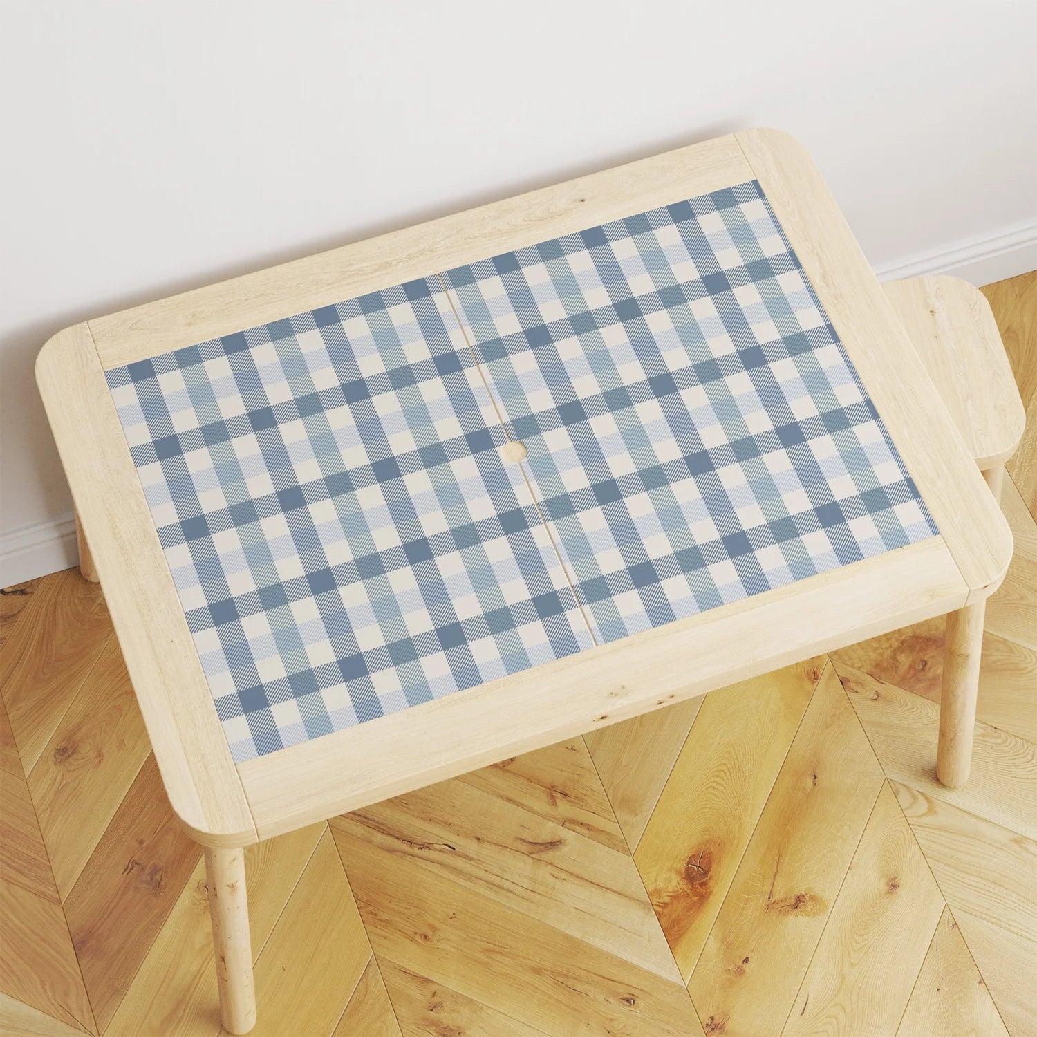 Flisat Table Gingham Blue Decal - Furniture Decals - Flisat