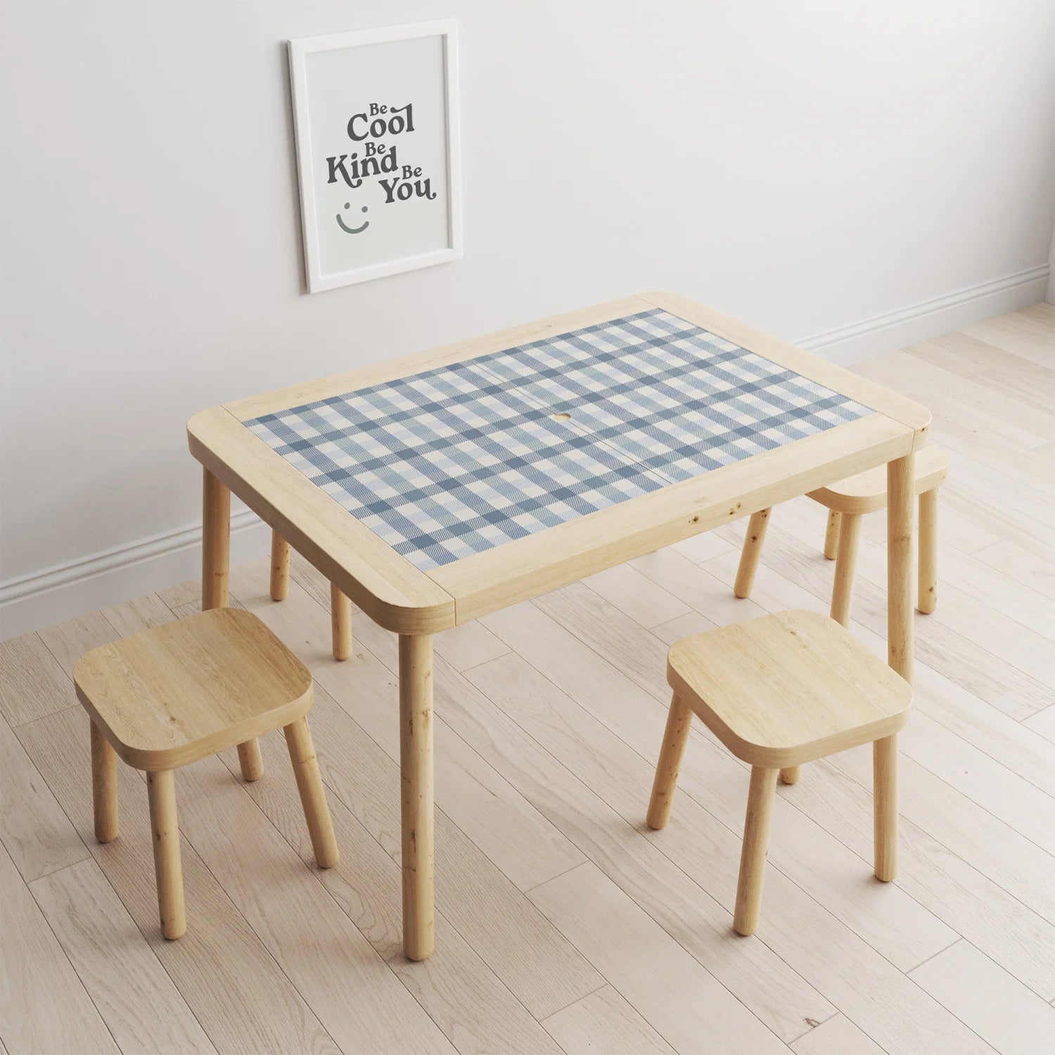 Flisat Table Gingham Blue Decal - Furniture Decals - Flisat