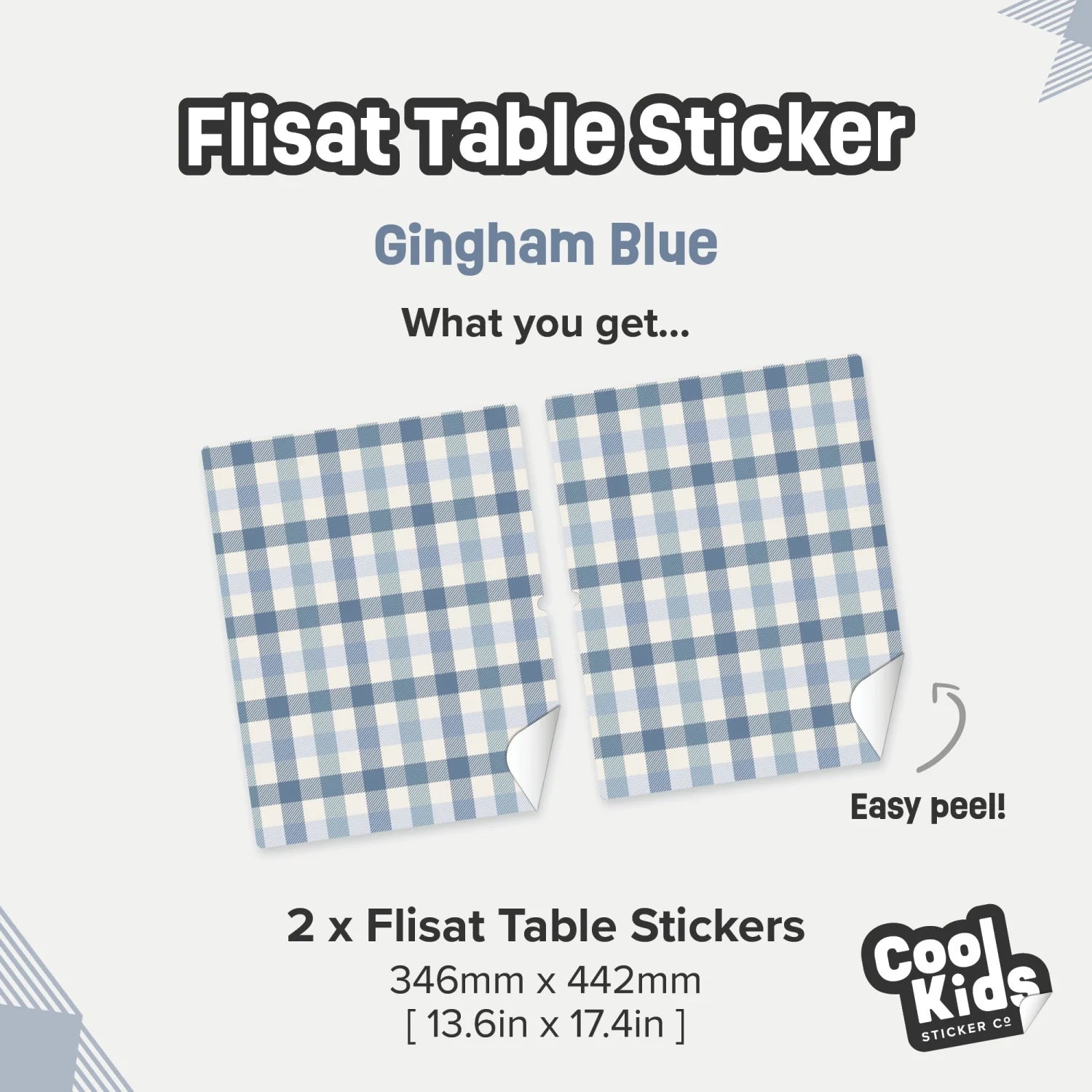 Flisat Table Gingham Blue Decal - Furniture Decals - Flisat