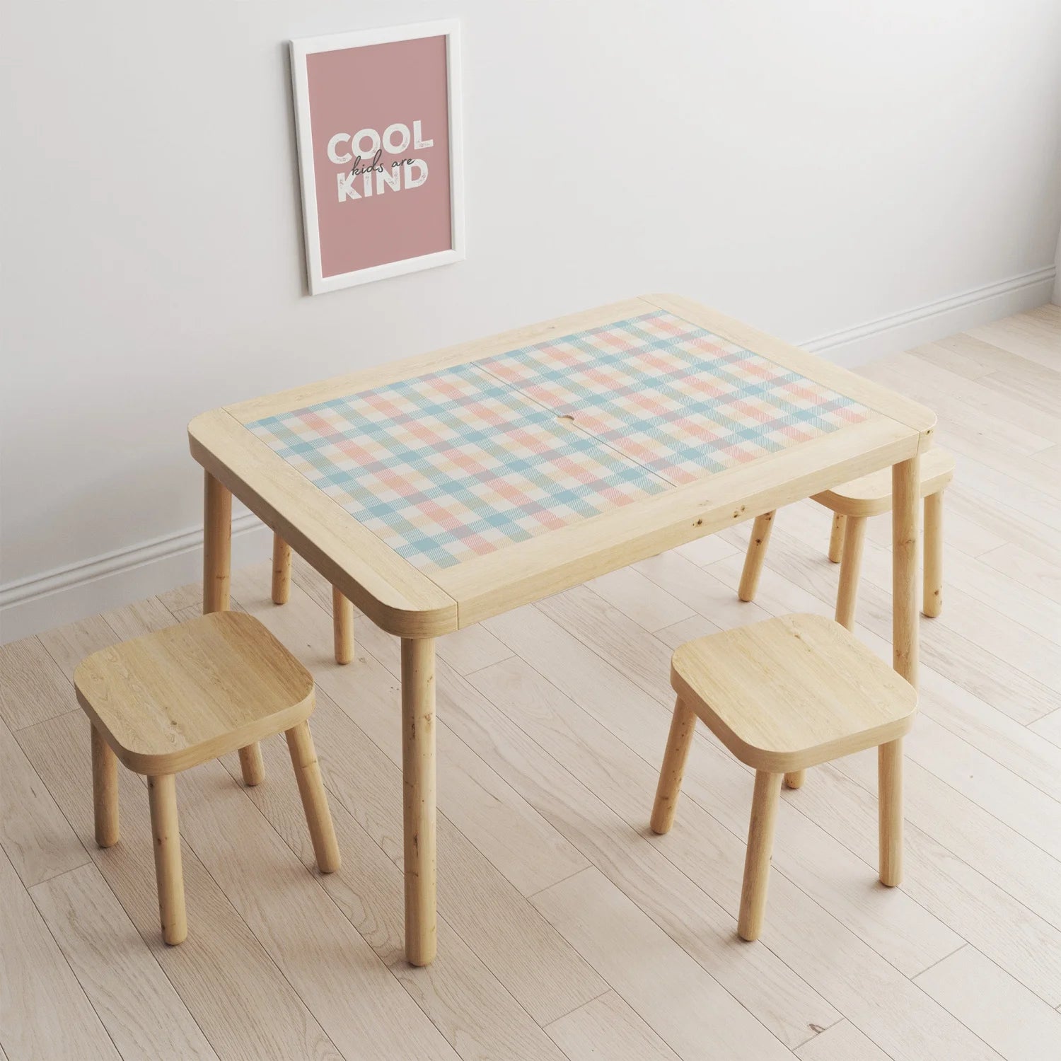 Flisat Table Gingham Multi Decal - Furniture Decals