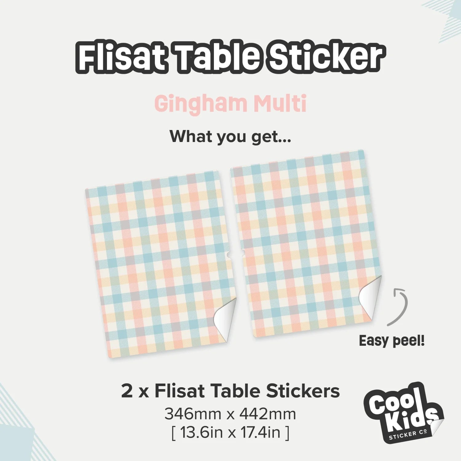 Flisat Table Gingham Multi Decal - Furniture Decals