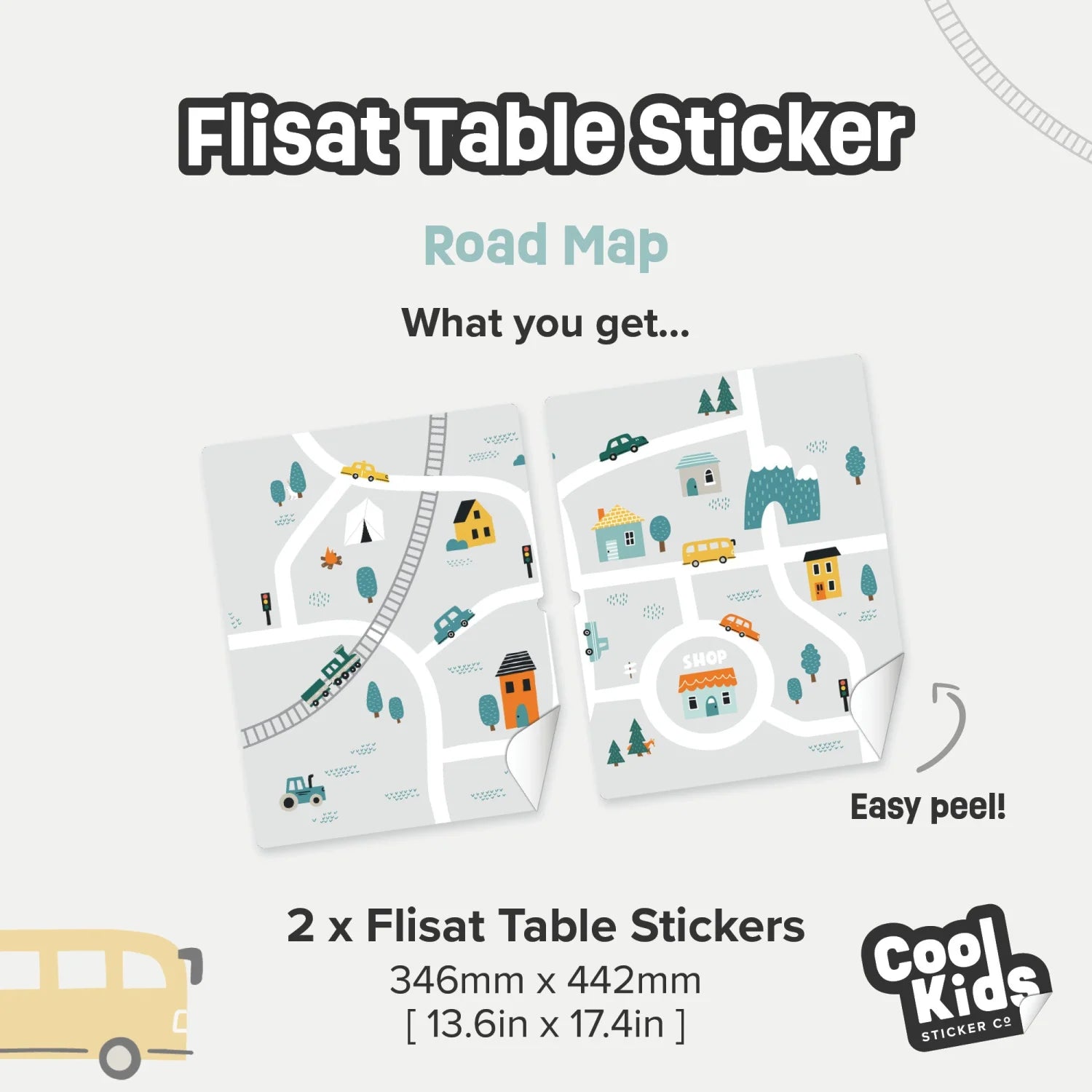 Flisat Table Road Map Decal - Furniture Decals - Flisat