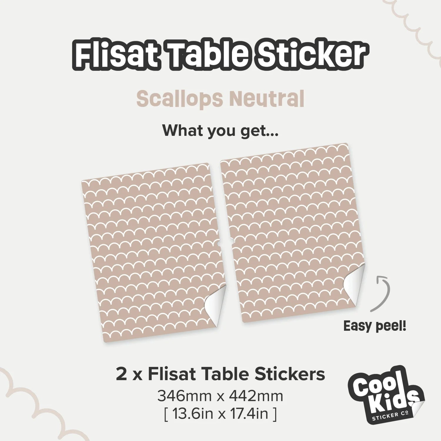 Flisat Table Scallops Neutral Decal - Furniture Decals